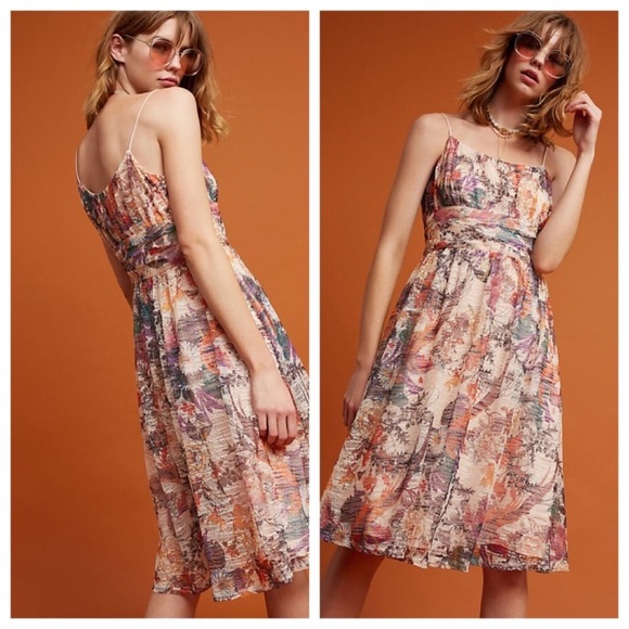 Anthro Floral Lace Midi Dress - Picture 1 of 6